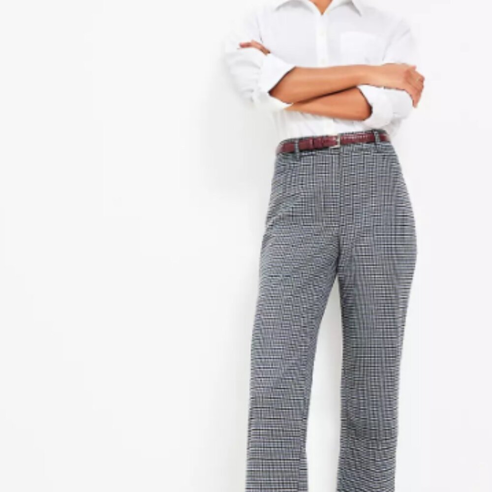 LOFT Brand Pants in Houndstooth Brushed Flannel 16 Petite Full-Length NWT